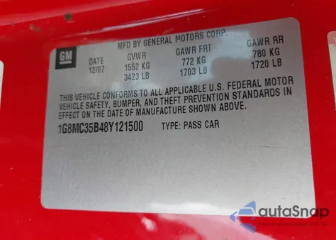 2008 Saturn Sky from USA, damaged, VIN 1G8MC35B48Y121500